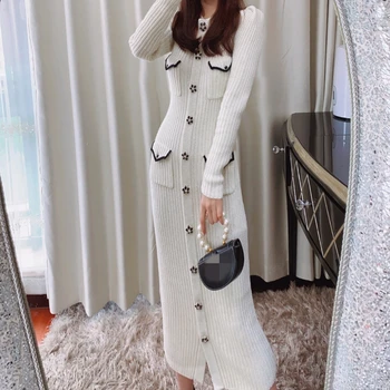 

2020 Autumn Winter Woman Long Sleeve Knitted Dresses