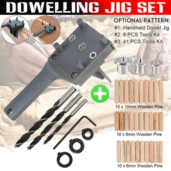 

Woodworking Doweling Jig ABS Plastic Handheld Pocket Hole Jig System 6/8/10mm Drill Bit Hole Puncher For Carpentry Dowel Joints