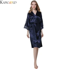 KANCOOLD, новинка, модное женское Ночное платье без рукавов с v-образным вырезом, шелковая атласная пижама, длинные халаты, ночная одежда, четыре цвета