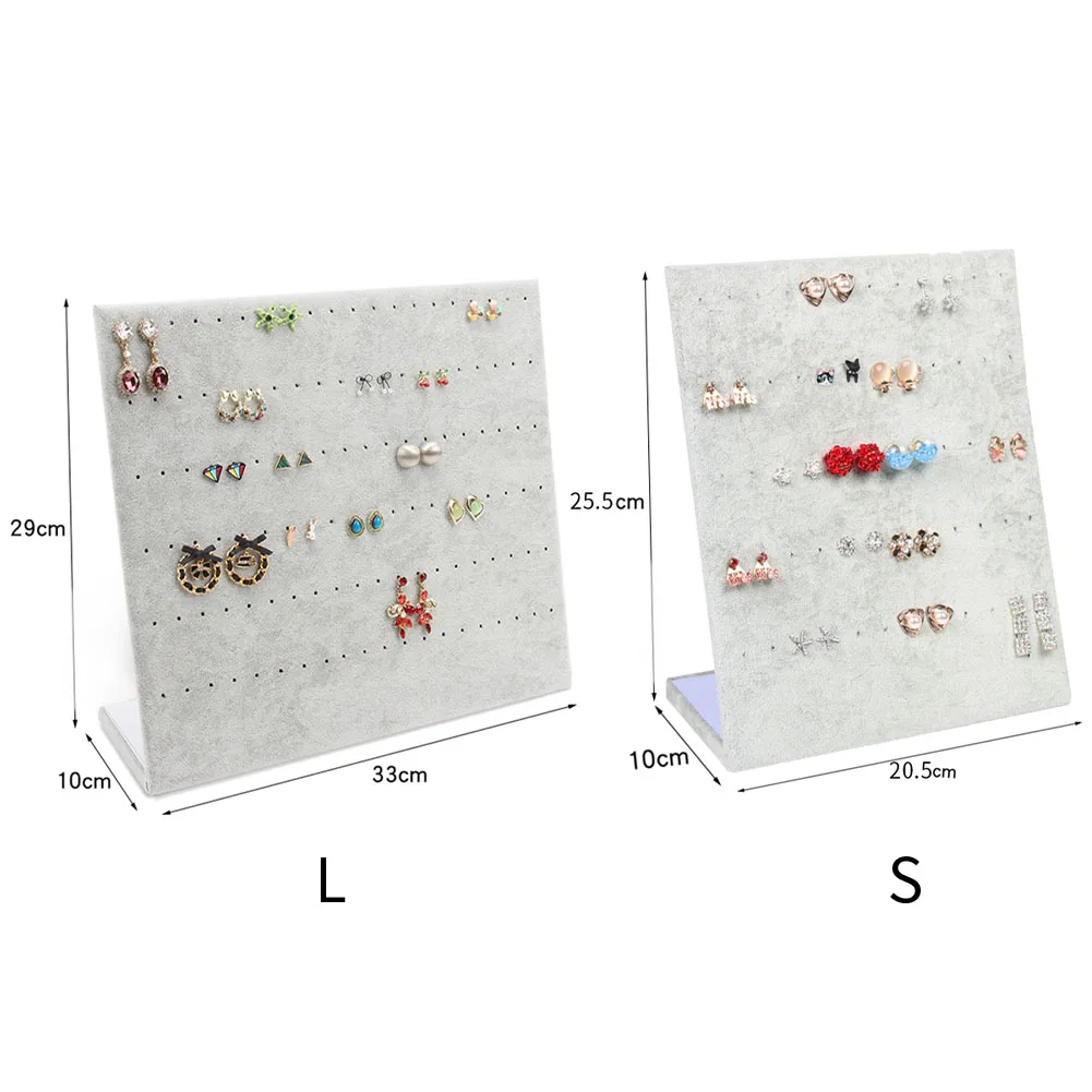 Jewelry Organizer Decoration Home Gift Earring Holder Space Saving Display Stand Velvet Fabric Desktop Necklace L Shape Hanging