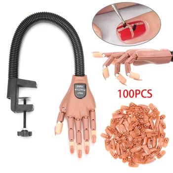 

Flexible Nail Practice Hand Training Display Movable DIY Showing Shelf with False Nails Manicure Beginner Tool