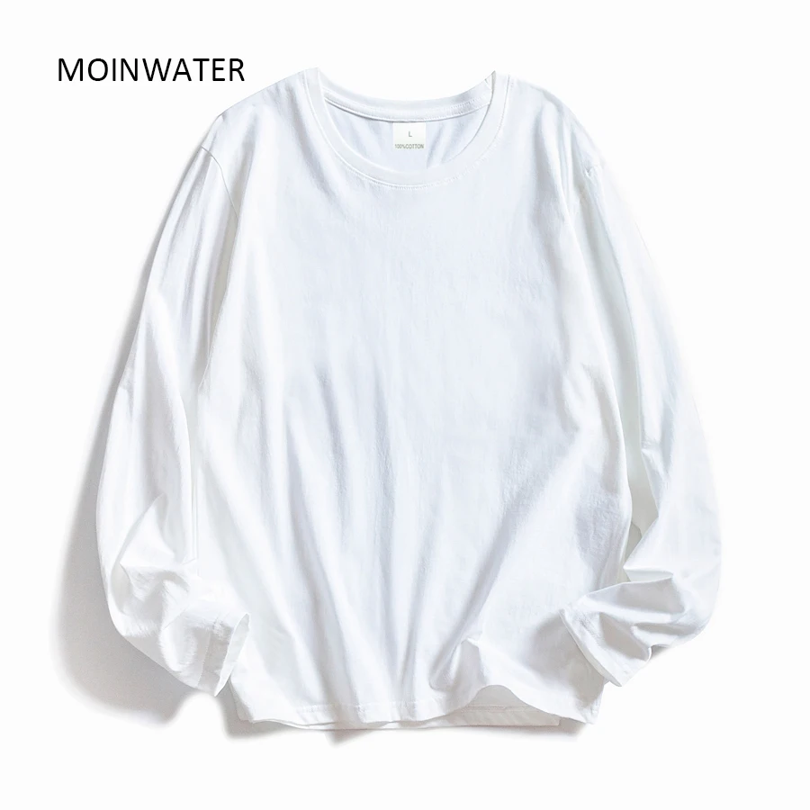 MOINWATER женские футболки с круглым вырезом и длинными рукавами белые хлопковые