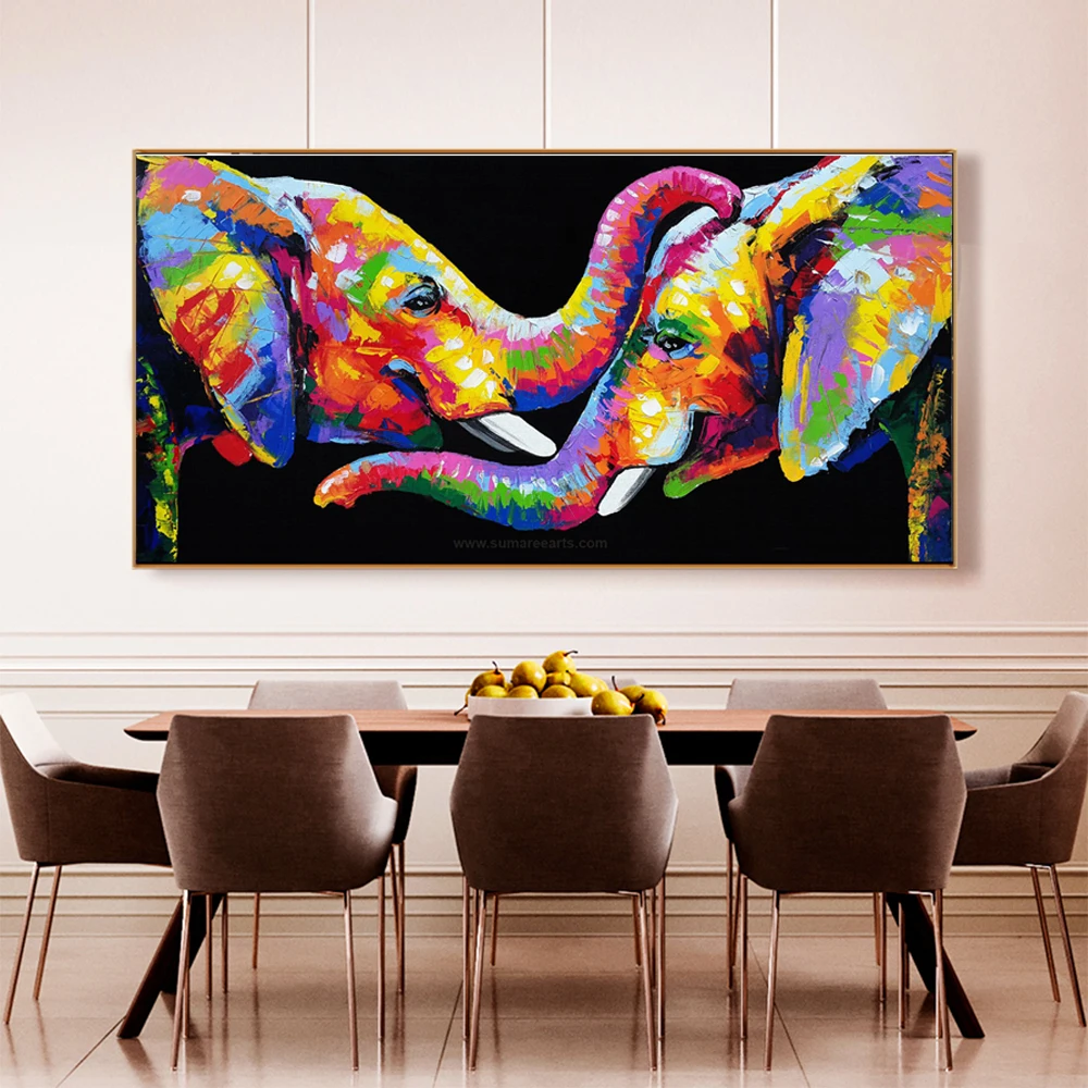 Large Size Wall Art Canvas Animal Painting Abstract Elephant Pictures Vintage Posters And Prints Home Decoration Painting