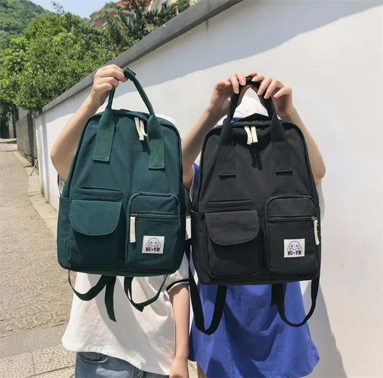 Новая Студенческая школьная сумка с несколькими карманами, женский холщовый рюкзак для девочки-подростка, ноутбук, вместительный рюкзак сумка для путешествий, сумка через плечо