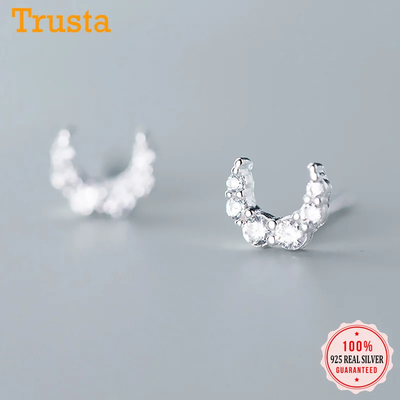 Trustdavis Настоящее серебро 925 пробы модные милые мини лунные CZ очаровательные