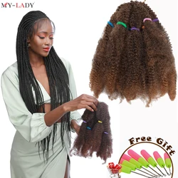 My-Lady Marley Braids Synthetic Twists Afro Kinky Bulk Hair Hair Extensions 11inch Black Crochet Braids African American Style