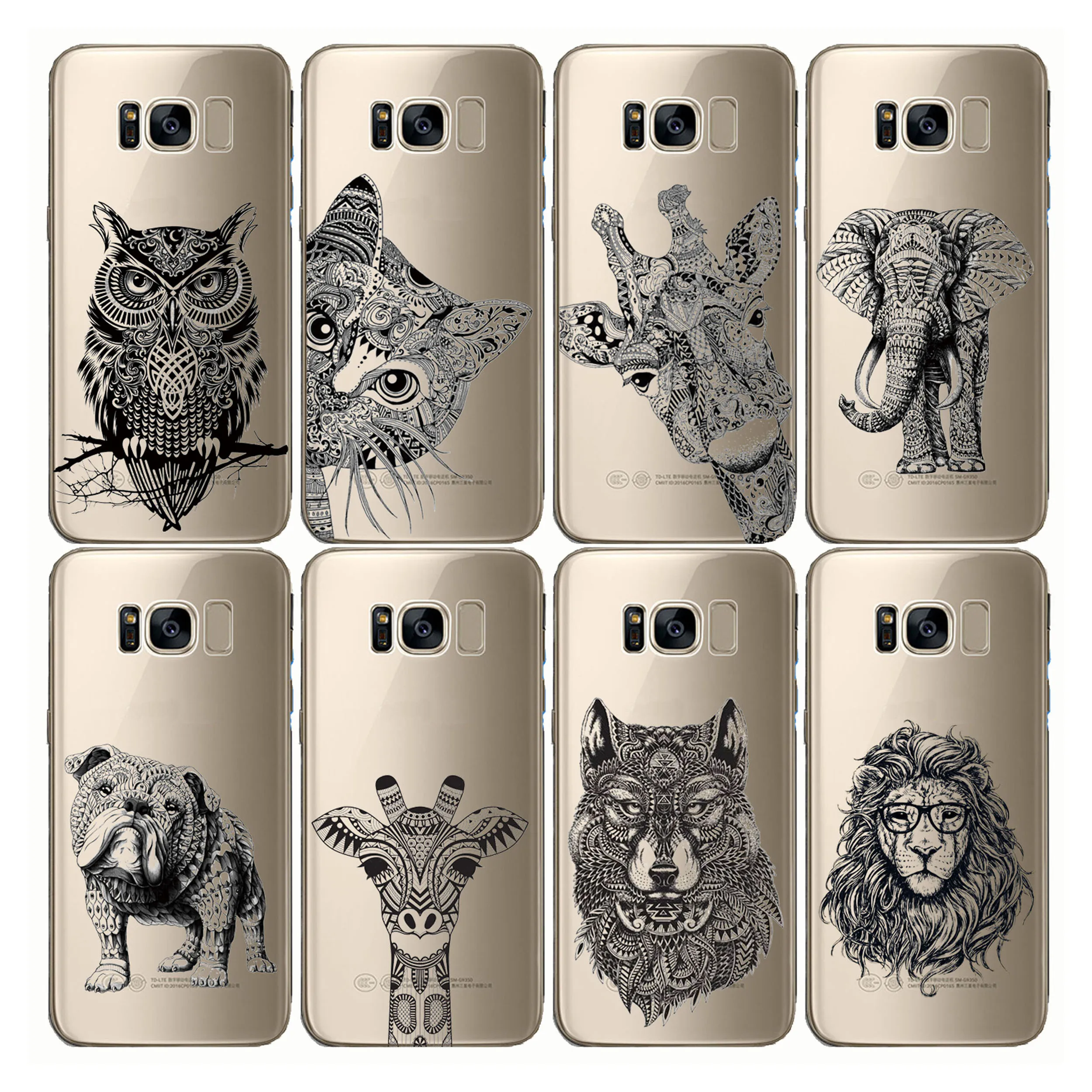 

phone case totem animal elephant owl cat dog pattern design clear cover for samsung s10 s9 s8 s7 s6 edge plus note 10 9 8 5 4