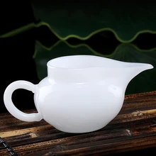 Белый чайный горшок из нефрита и фарфора, чашка с ручкой, керамическая чашка, большой кунг-фу, чайный сервиз аксессуары, посуда для напитков, рождественский подарок
