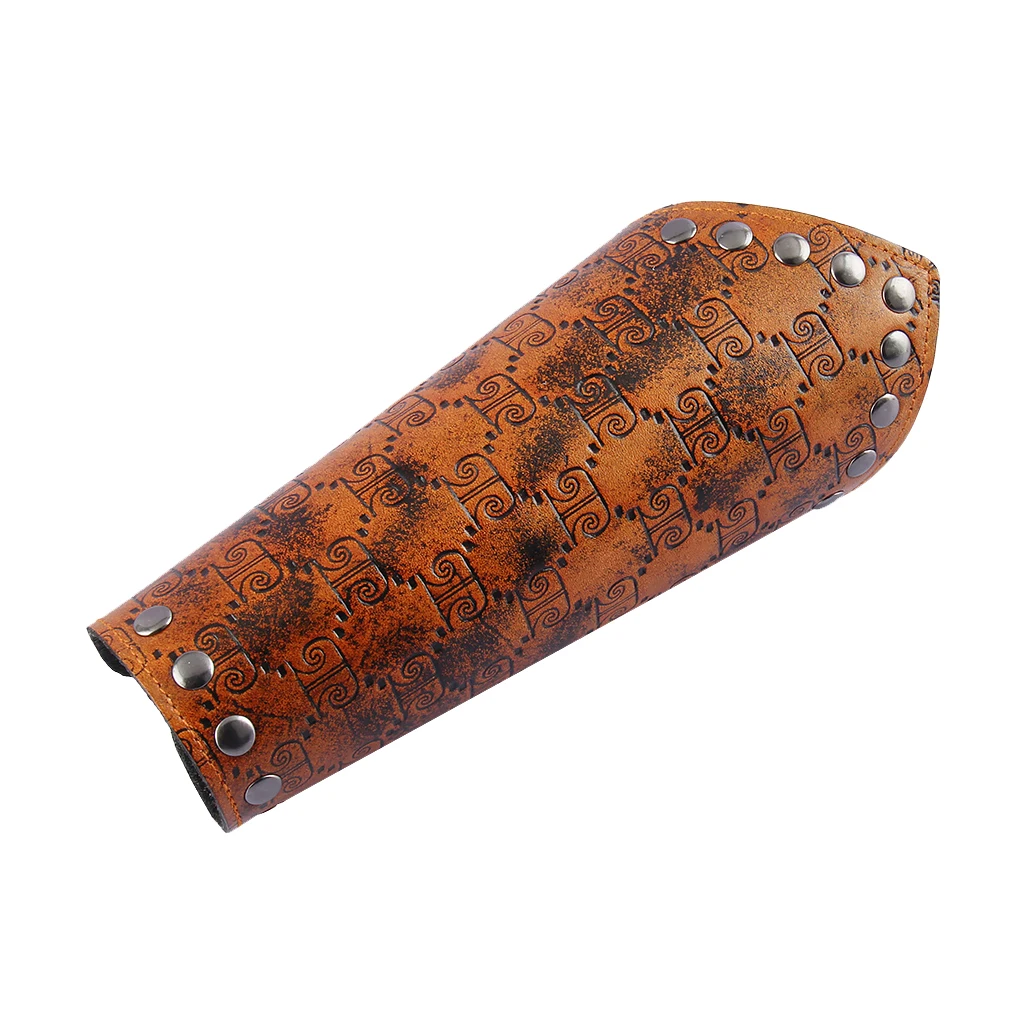 Punk Gothic PU Leather Wrist Bracer Arm Protector Arm Armor Wristband Embossed Leathery for Biker Motorcyclist Costume