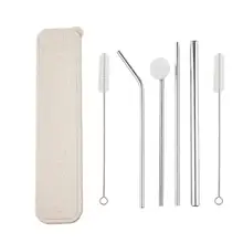 Reusable Stainless Steel Drinking Straw Metal Straws+ 2 Cleaner Brush Kit for Child and Adult Factory Wholesale#2
