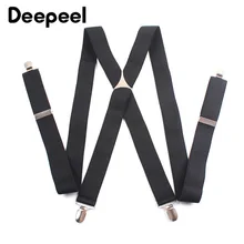 Deepeel 1pc 3.5*120cm Men Work Suspenders 4 Clips X-shaped Adjustable Elastic Adult Suit Strap Braces Pants Decoration Accessory