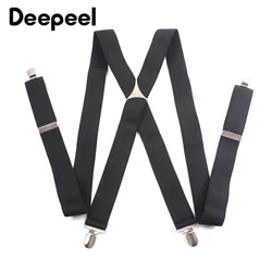 Deepeel 1pc 3.5*120cm Men Work Suspenders 4 Clips X-shaped Adjustable Elastic Adult Suit Strap Braces Pants Decoration Accessory