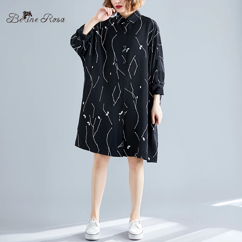 

BelineRosa Fashion Plus Size Blouse Women Autumn Style Long Sleeve Geometric Print Long Slleve Women Blouses NNDM0006