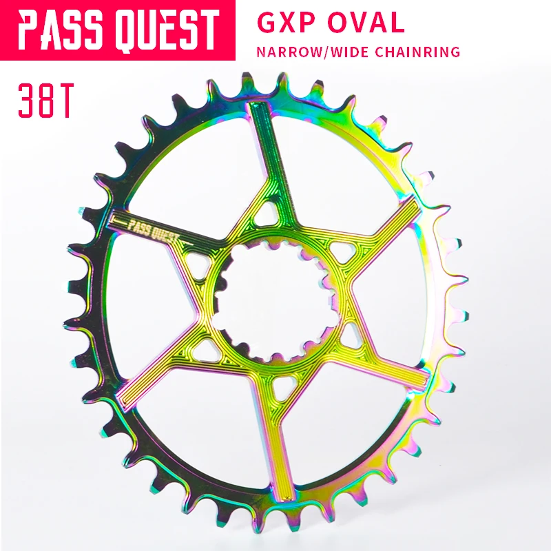 Pass Quest GXP с титановым покрытием овальная MTB узкая широкая Цепь 32 T-38 T велосипедная цепь 6 мм смещение шатун