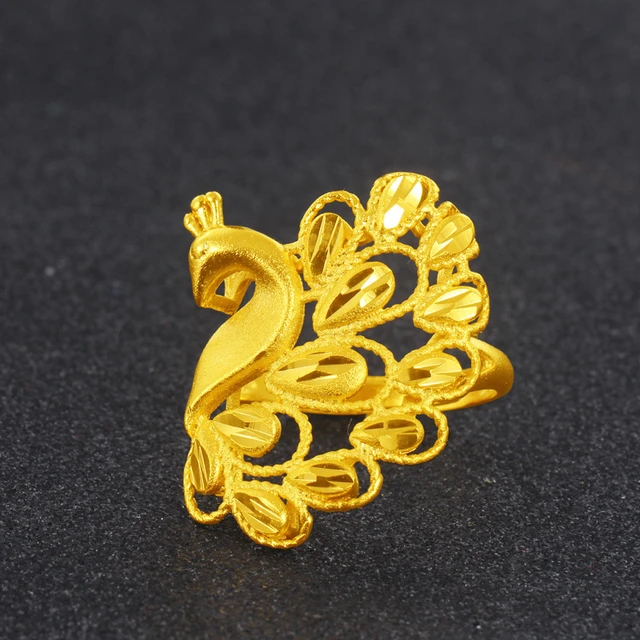 14k Gold Peacock Ring with Synthetic Gems For Sale at 1stDibs | peacock bd  jewellery, peacock ring design gold, peacock bd jewellery price