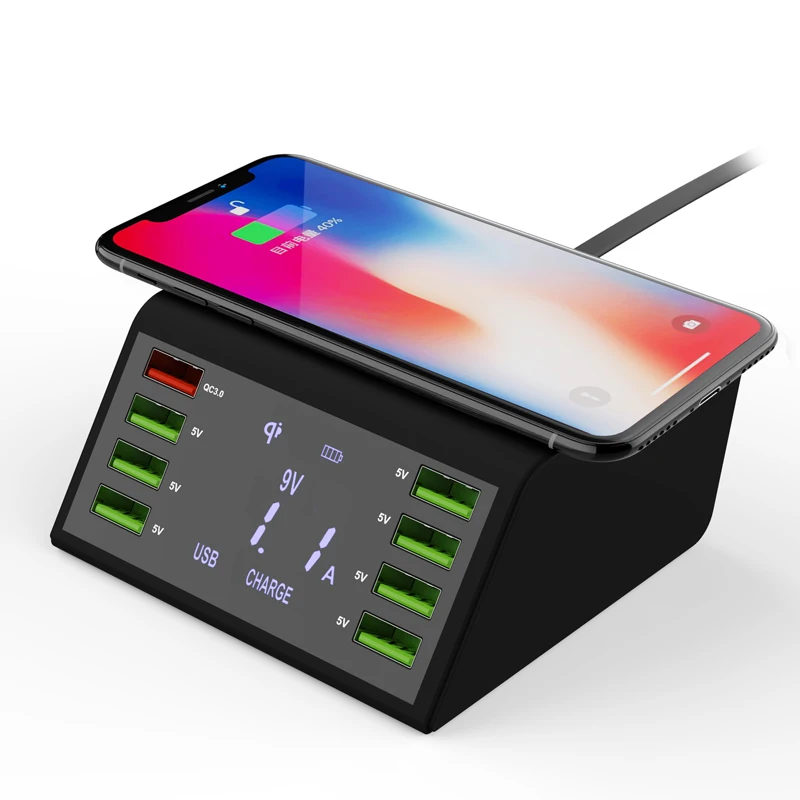 Быстрая зарядка 3,0 USB зарядное устройство QC3.0 быстрая Беспроводная зарядка 8 портов мультирозеточный мобильный телефон зарядное устройство для iPhone samsung Xiaomi