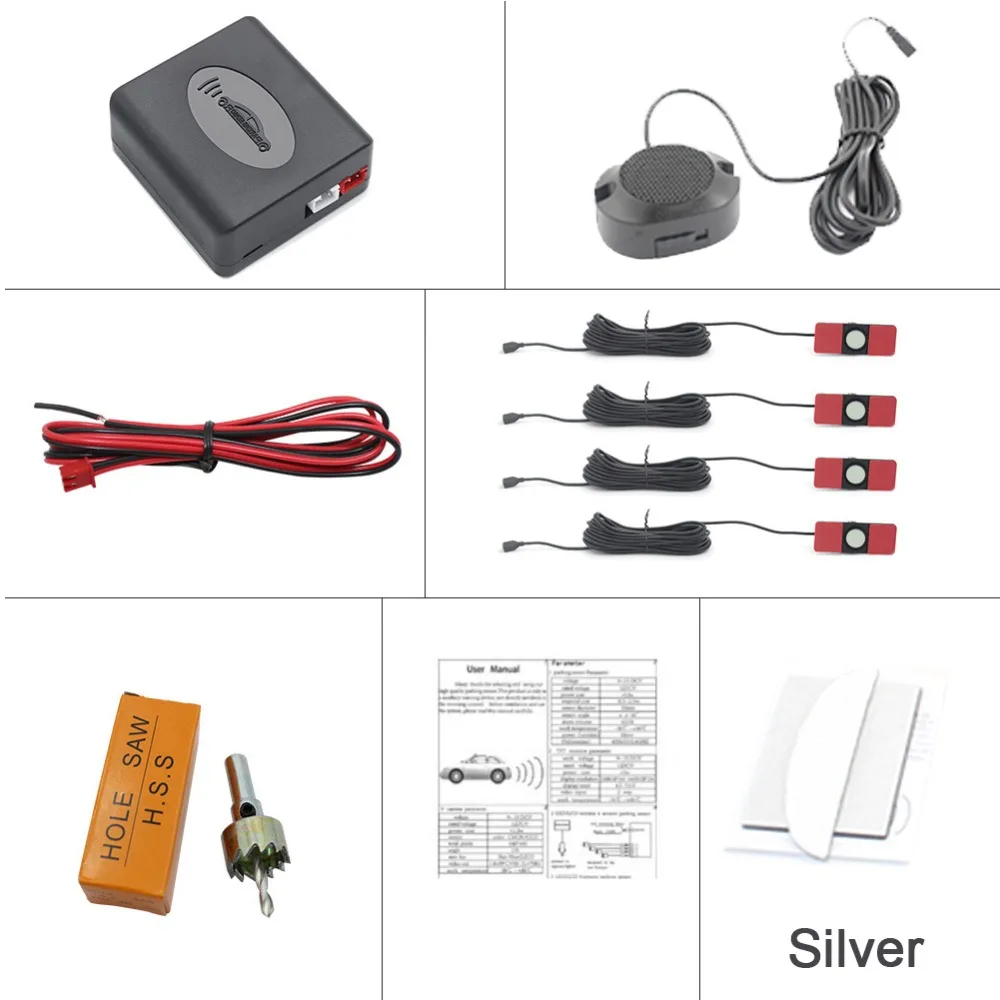 Автомобильный парковочный набор датчиков светодиодный/lcd/Buzzer 4 Плоский Обратный Датчик парковки с монитором комплект 16 мм 12 в резервный Радар монитор системы