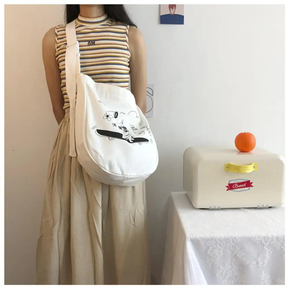 Натуральная Брезентовая ткань сумка через плечо ремень Печать мальчик девочка собака Студенческая Книга сумка CYB58