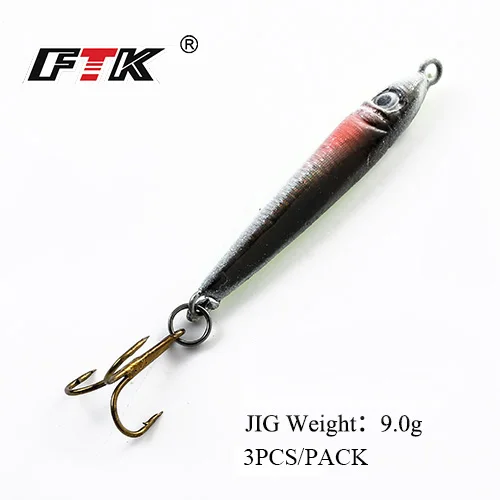 FTK 3PCS/Lot 5g 9g Ice Fishing Lure Sharp Hooks Ice Fishing Hook Winter Jig Wobbler Lure Jerk Bait Hooks - Цвет: 009