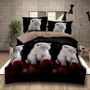 

Aggcual cute cat dog bedding set double bed 100% Polyester full size duvet cover set quality Home textiles kit printed be96