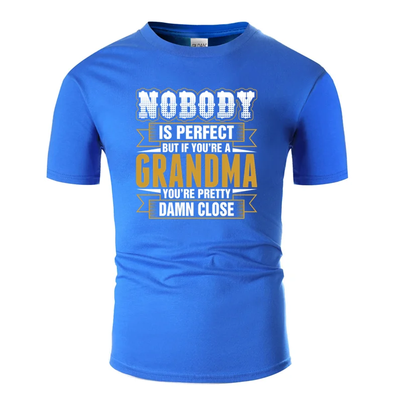 Men-Blue Популярная футболка «nobody is perfect but if youre a grandma», Мужская Новая одежда, мужская футболка с круглым воротником, свободная футболка в стиле хип-хоп - Цвет: Men-Blue