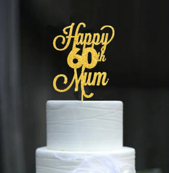 

60th Mum Cake Topper,60 Topper for mum birthday cake deocrating gold theme party decoration