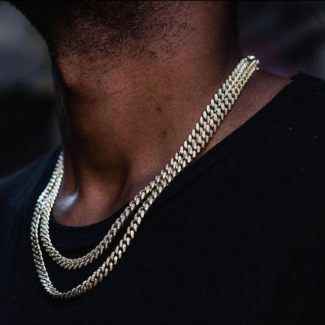 Hip Hop 24K Gold Plated Ice Shine Full Clear Miami Cuba Chain Chain Necklace  and Bracelet Men's Jewelry price in Saudi Arabia | Amazon Saudi Arabia |  kanbkam