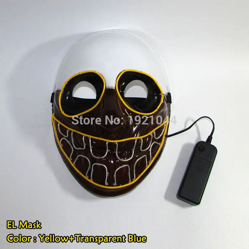 Хэллоуин призрак разрез рот сверкающие с подсветкой EL провода милый маска модный костюм с маской маска для вечерние 3V устойчивый на диске