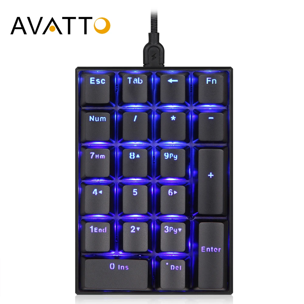 AVATTO Механическая Blackit USB Проводная цифровая клавиатура с 21 клавишей Расширенная
