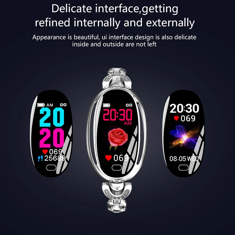 Jelly Comb E68 Smart Watch Women 0.96 inch Heart Rate Monitor Smarwatch Waterproof Sport Fitness Brecelet Lady Health Wristband