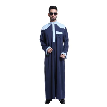 

Muslim Arab Middle Eastern Men's Printed Zipper Round Collar Robe