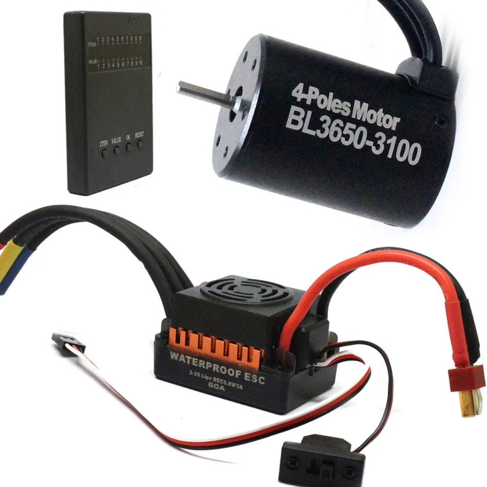 

High Torque ESC Programmer Brushless Motor Kit Speed Controller 3650 Toy Accessories 60A Waterproof Electronic For 1/10 RC Car