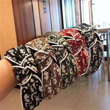 

Chic Fringe Knot Farbic Headband Women Girl Wide-brimmed Print Headband Hairhoop Hair Accessories