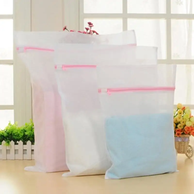 3 Size Printing Zippered Mesh Laundry Bag Polyester Washing Net Bag For Underwear Sock Washing Machine Pouch Clothes Bra Bags