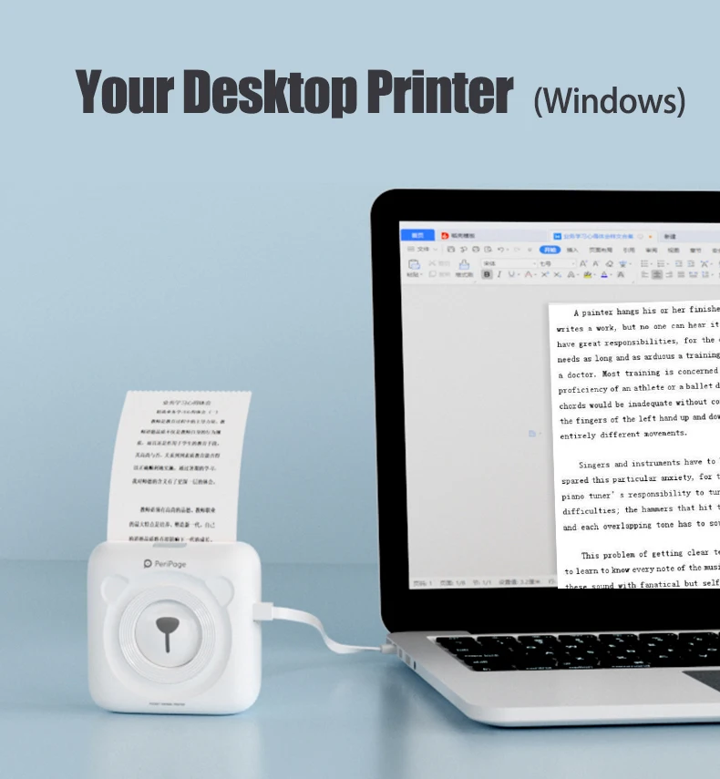 Peripage A6 MIni  Photo Printer Portable Thermal  Pocket  Printer Inkless 203dpi  Wireless Bluetooth PC IOS Android Soft Case