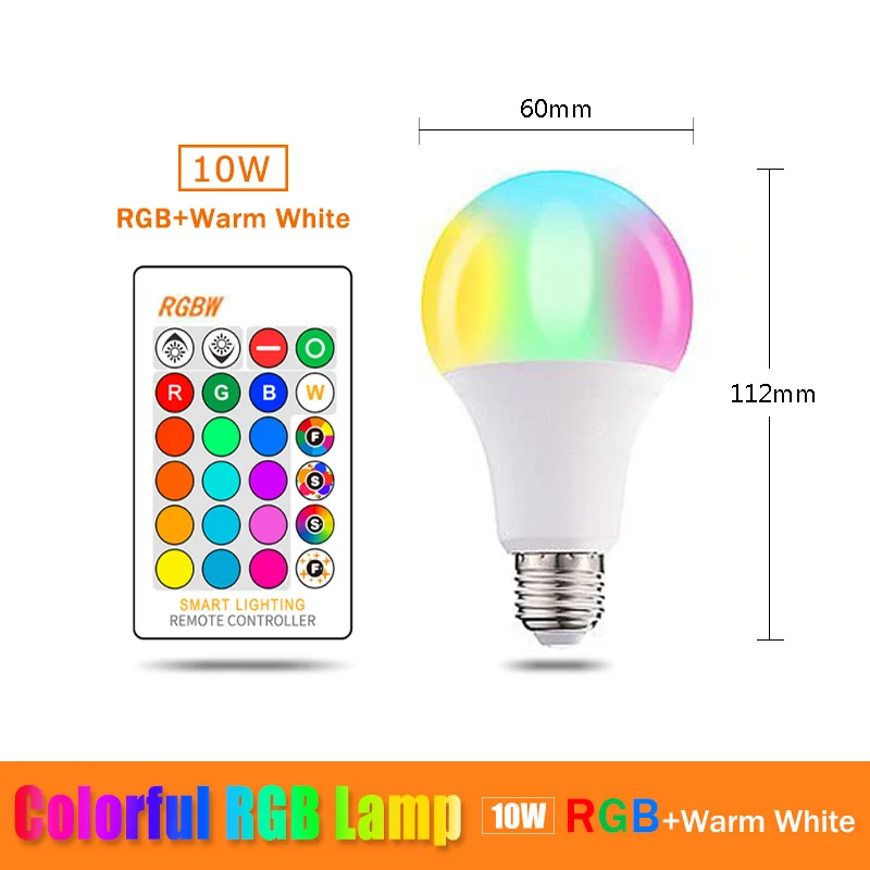 E27 светодиодный 16 Цвет RGB Волшебная светодиодная лампочка 5/10/15 Вт 85-265V RGB светодиодный лампа Spotlight+ ИК-пульт дистанционного управления Управление светодиодный лампы для дома - Испускаемый цвет: RGBWW E27 10W