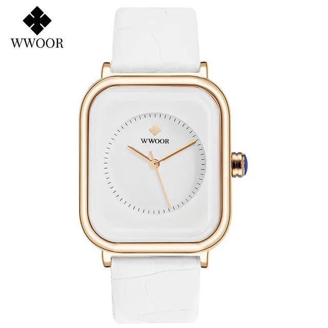 WWOOR 2021 Women Bracelet Watch Fashion Geneva Designer Japan Quartz Stainless Steel Female Gift Wrist Watches Relogio Feminino White