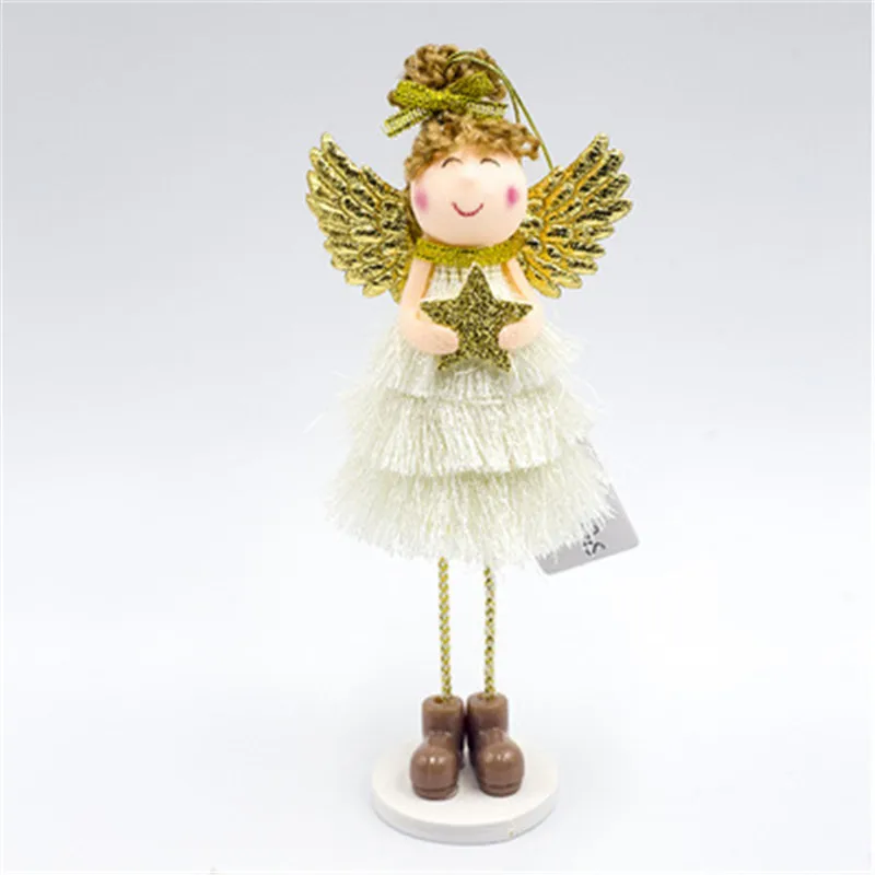

New Year Latest Christmas Golden Winged Angel Dolls Cute Xmas Tree Decor Christmas Decoration for Home Navidad Kid Gift M3362