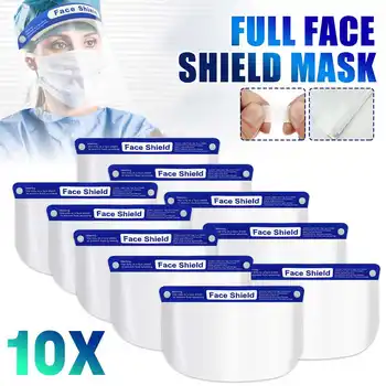 

5/10x Clear Full Face Shield Cover Adjustable Anti-fog Transparent Face Shield Protective Film Dustproof