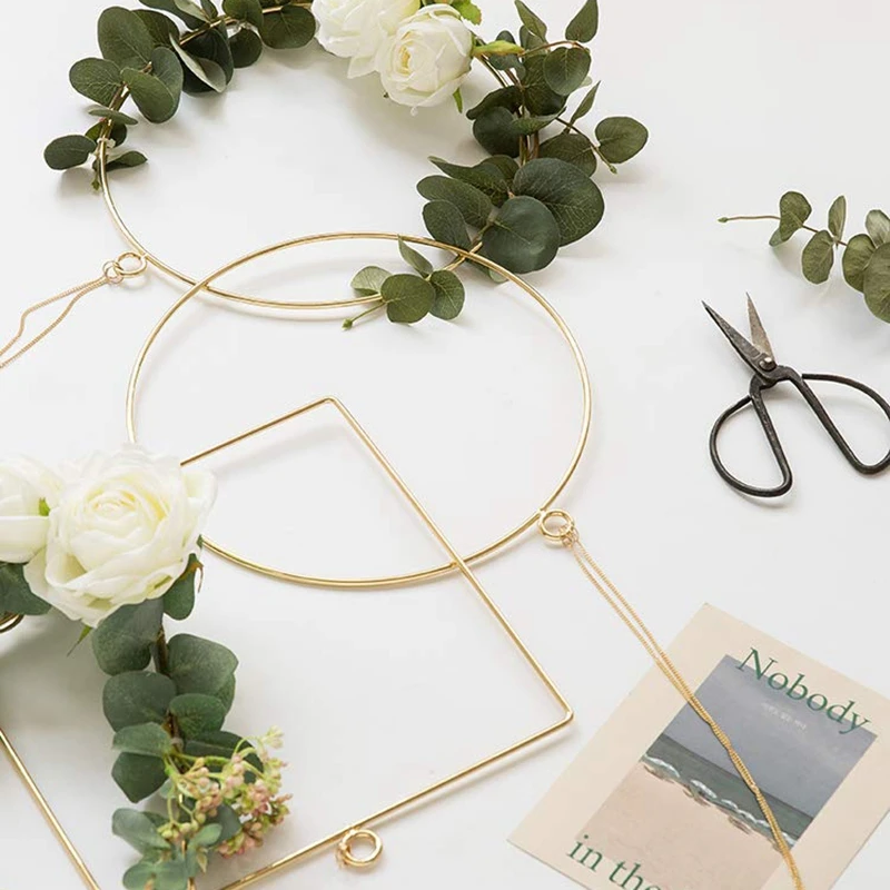 

Fashion-3 Packs Geometric Line Round Triple-cornered Square Hoop Frame for DIY Arrangement Wreath Lace Wall Hanging Wedding Baby