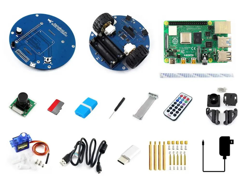 AlphaBot2 беспроводной видео умный робот, мощность ed Raspberry Pi 4 Модель B США/ЕС разъем питания
