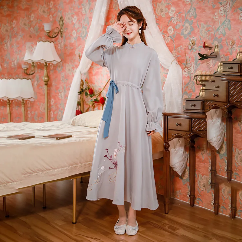 Вышивка танцевальные костюмы Hanfu для женщин дамы зимнее платье феи певцы представление одежда Народный фестивальный рейв наряд DC3432