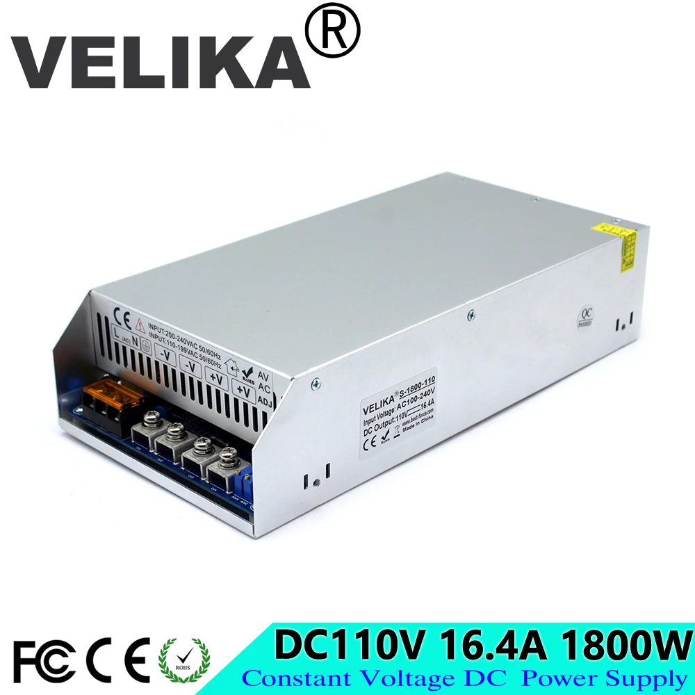 Высокая мощность 110VDC импульсный источник питания 16.4A 1800 Вт трансформаторы 110 В 220 В переменного тока в постоянный 110 В SMPS для шагового ЧПУ видеонаблюдение двигатель