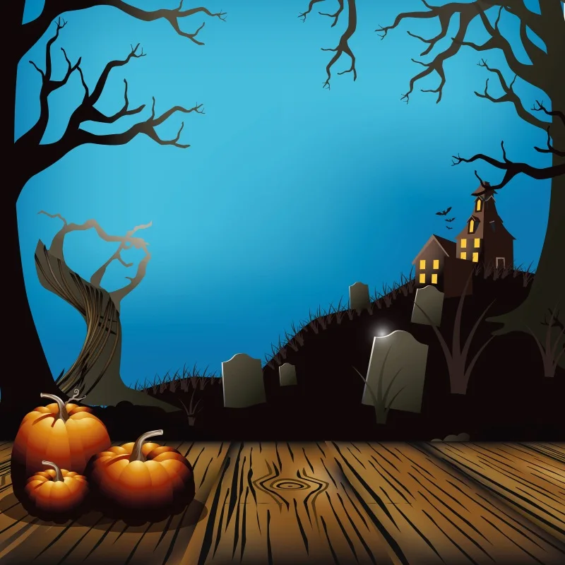 Fondos fotográficos feliz festivales de Halloween Castillo de dibujos  animados calabaza piso de madera árbol tumba bebé retrato fotografía fondos| Fondo| - AliExpress