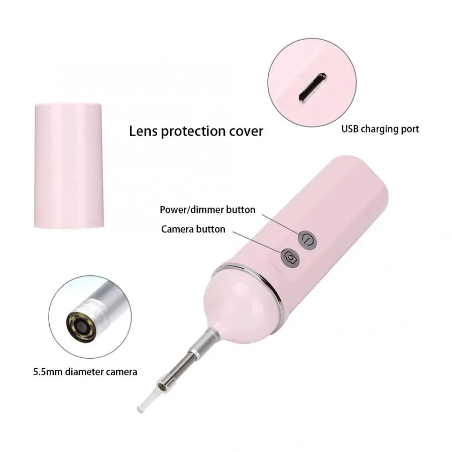 Уход за ушами 5,5 мм беспроводная Wi-Fi Ушная камера эндоскопа ручной Otoscope с светодиодный светом для здоровья