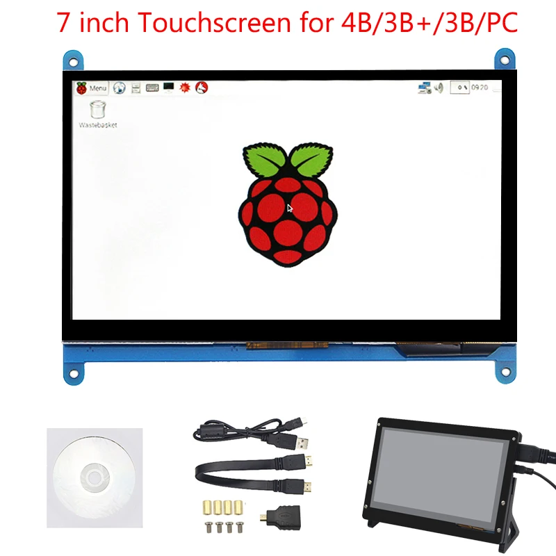 Tela de Toque Tft + Suporte para Nvidia Polegada Raspberry Modelo b 3b Mais Display Lcd 1024*600 800*480 Hdmi Jetson Nano pc 7 pi 4 Mod. 1300591