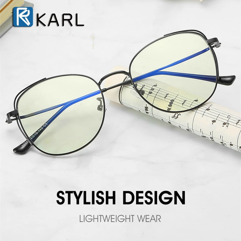 Computer Glasses Frame Eyewear Anti Blue Light Round Cat Eye Glasses Blue Light Glasses Women Anti Radiation Screen Eyeglasses