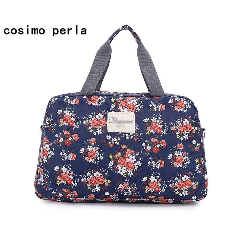 Милые нейлоновые дорожные сумки с цветочным принтом для женщин, короткий складной светильник, Большая вместительная сумка для занятий спортом, сумки через плечо
