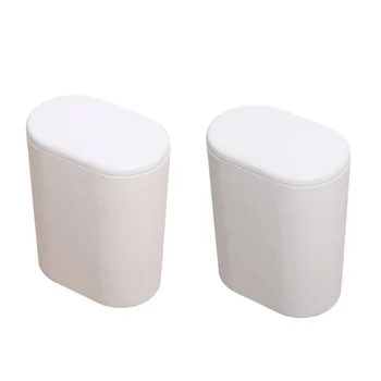 

Trash Bin with Cover Press-button Trash Can Household Waste Container Plastic Garbage Can Rubbish Bin (Random Color)