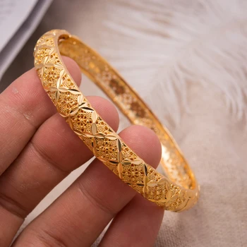 

1Pcs/lot 24K Dubai Fashion Women Bangle Copper Jewelry HOT Sale New Women Wedding Bangles Gold Bride Bracelets Bangles